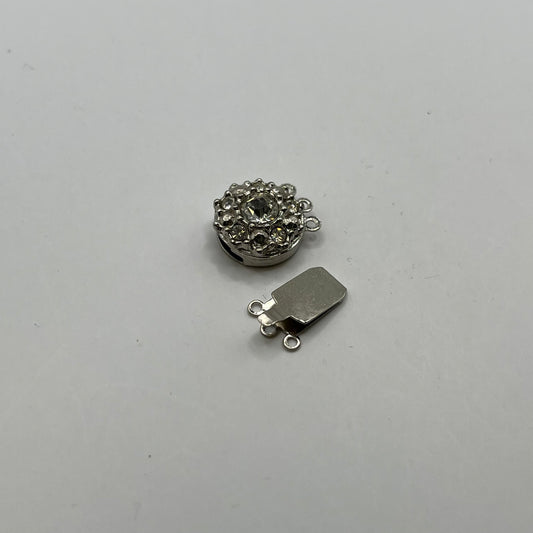 Swarovski 13MM Vintage 3 Strand Round Box - Crystal / Silver Plated