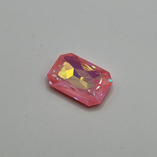 Swarovski 27X18.5MM Octagon A4627 - Ultra Pink Coral AB (Custom Coat)