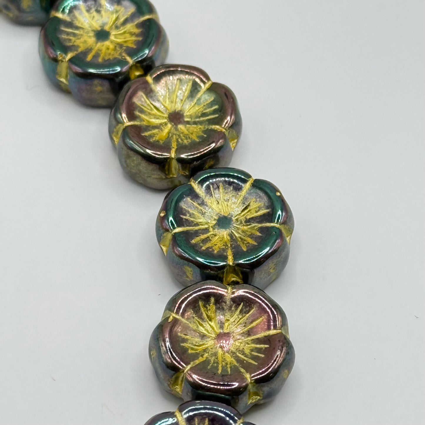 Czech Glass - Yellow Flower Beads (10pcs)