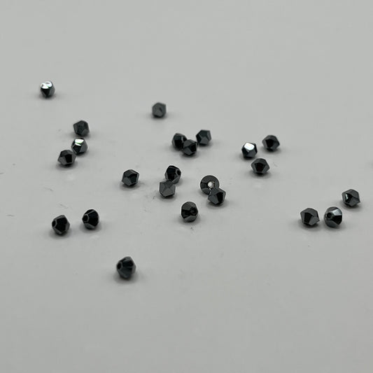 Swarovski 3MM Bicones - Jet Hematite 2X (24pcs)