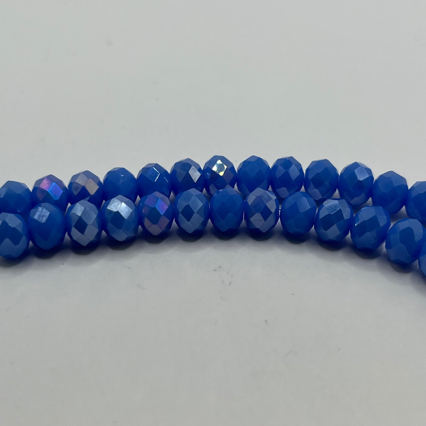 Chinese Crystal 8x6MM Faceted Rondelle Strand - Periwinkle Opal AB