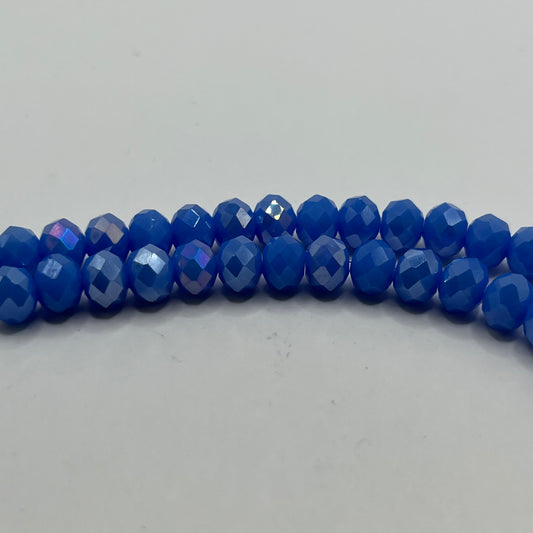 Chinese Crystal 8x6MM Faceted Rondelle Strand - Periwinkle Opal AB