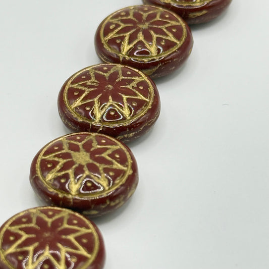 Czech Glass - Red Star of Ishtar Beads (12pcs)