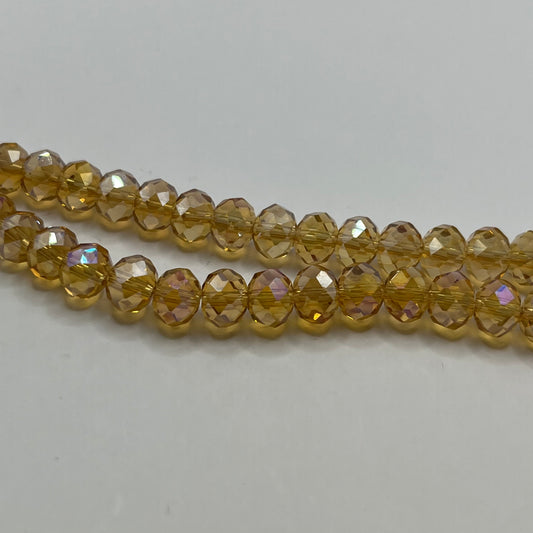 Chinese Crystal 8x6MM Faceted Rondelle Strand - Light Colorado Topaz AB