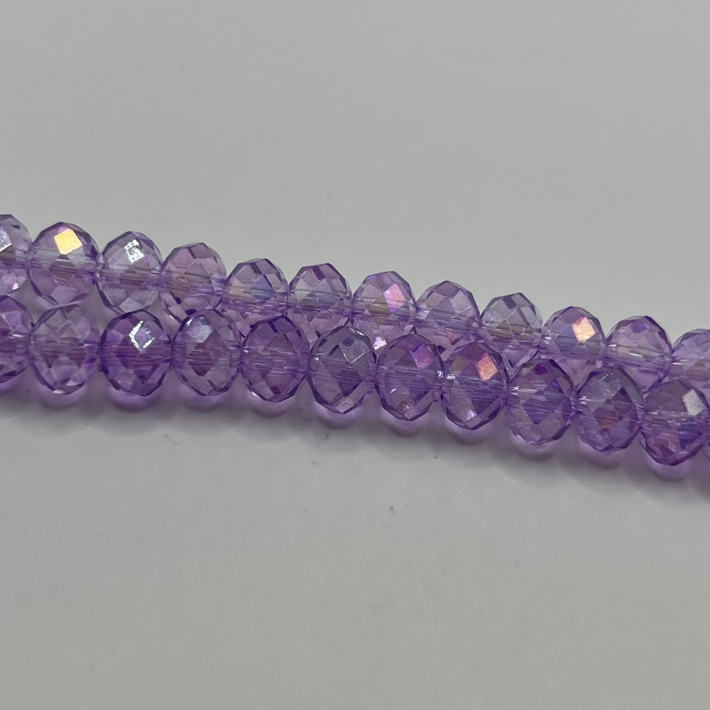 Chinese Crystal 8x6MM Faceted Rondelle Strand - Violet AB