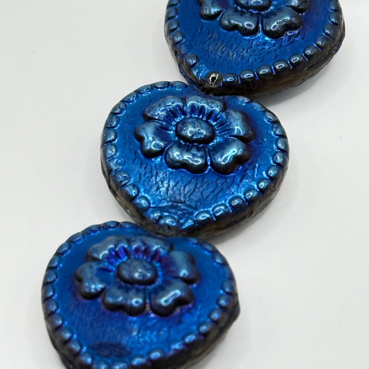 Czech Glass - Blue Heart Flower (9pcs)