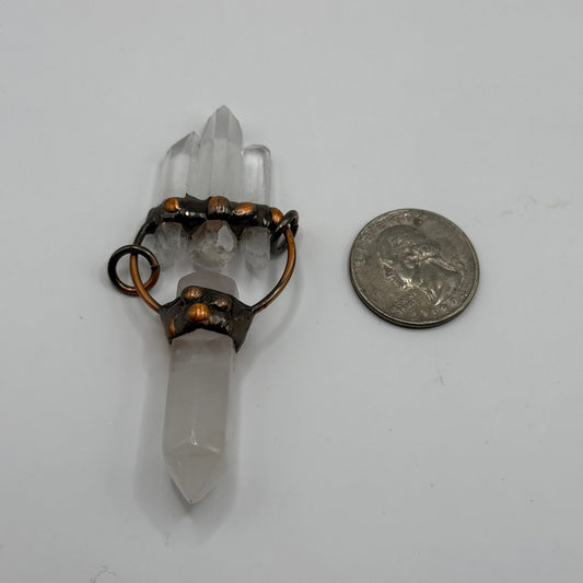 Gemstone Pendant - Copper setting with Clear Quartz