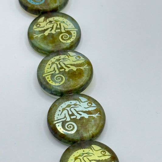 Czech Glass - Chameleon Coin (8pcs)