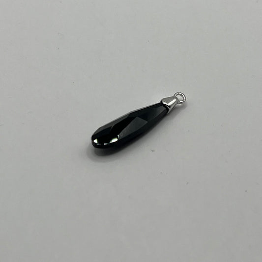 Swarovski 23MM Raindrop Pendant A6533 - Jet / Rhodium Plated