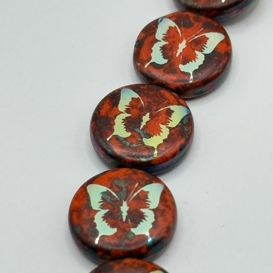 Czech Glass - Orange Butterflies (8pcs)