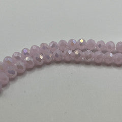 Chinese Crystal 8X6MM Faceted Rondelle - Opaque Pink AB Strand
