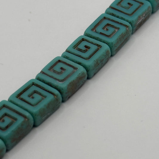 Czech Glass - Opaque Turquoise Square Beads (16pcs)
