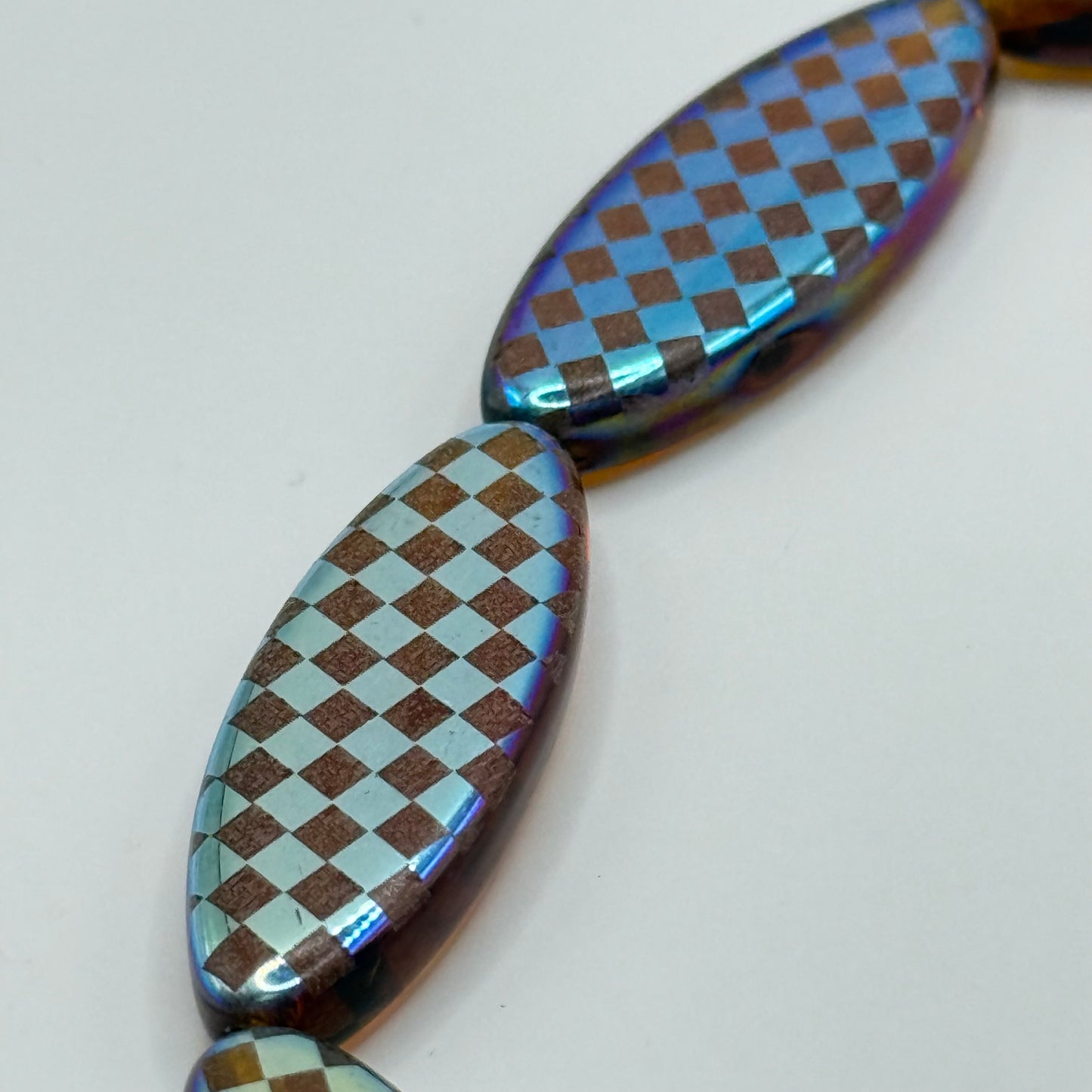 Czech Glass - Checkerboard Oval (5pcs)