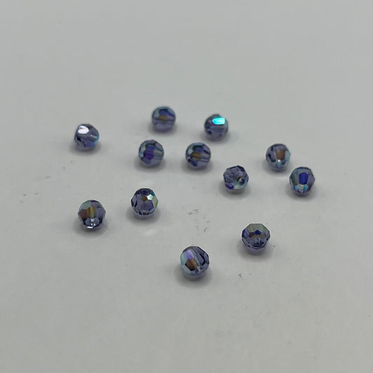 Swarovski 4MM Round Faceted A5000 - Tanzanite AB (12pcs)