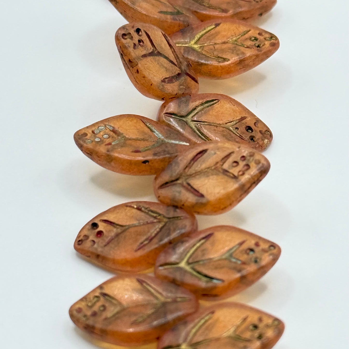 Czech Glass - Peach Leaf