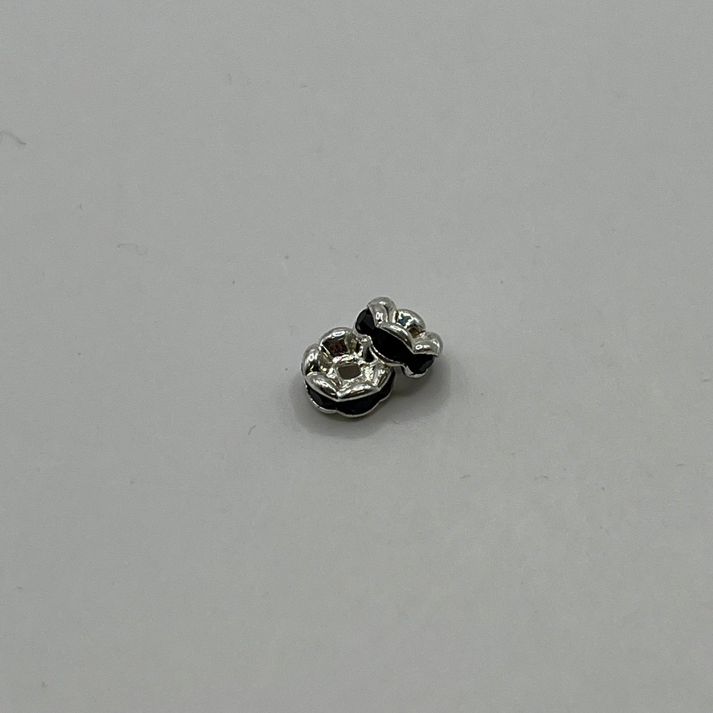 Swarovski 5MM Wavy Rhinestone Rondelle - Jet / Silver Plated (2pcs)