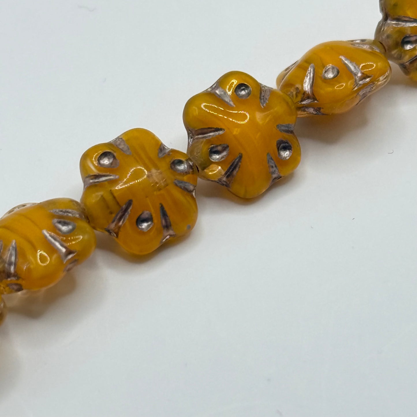 Czech Glass - Yellow Flower Beads (10pcs)