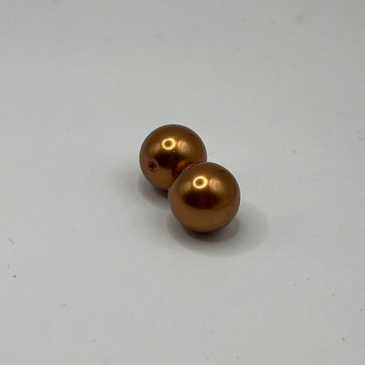 Swarovski 12MM Large Hole Pearls - Copper (2pcs)
