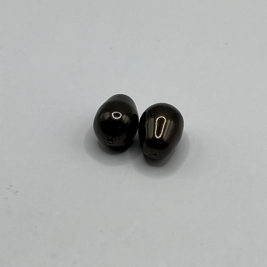 Swarovski 11x8MM Pear Pearls A5821 - Deep Brown (2pcs)