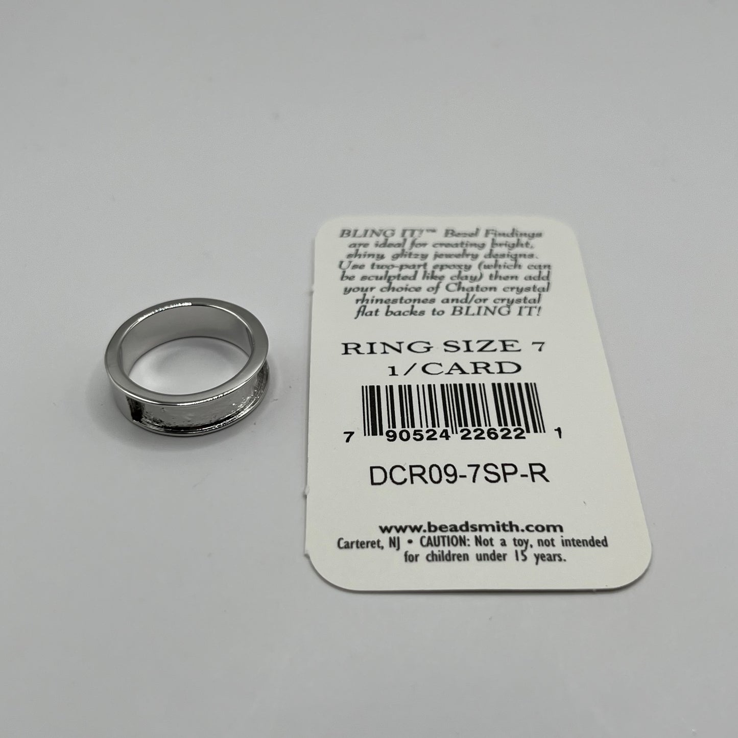 BeadSmith Bling It! Thin Bezel Finding Ring - Size 7